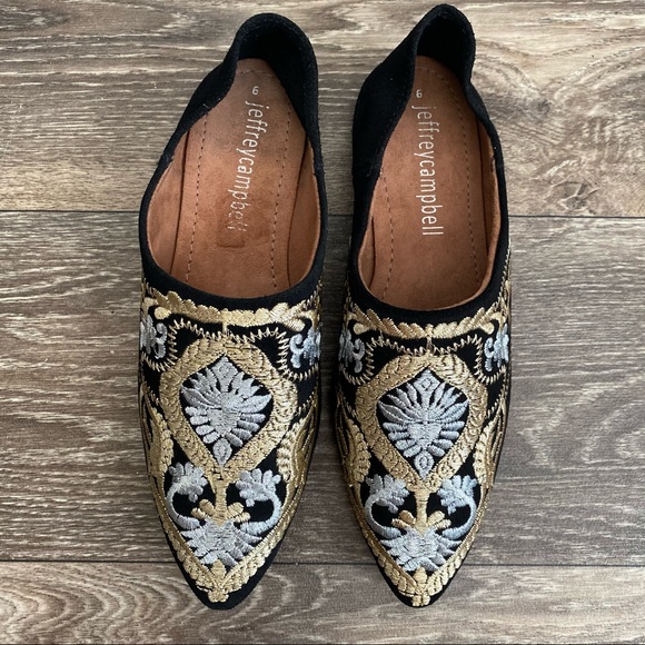 JEFFREY CAMPBELL Black Embroidered Shoes Vijay 6 - Picture 2 of 9